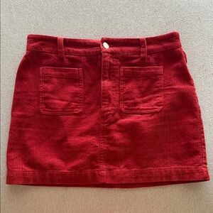 Altar'd State Vibrant Red Corduroy Mini Skirt